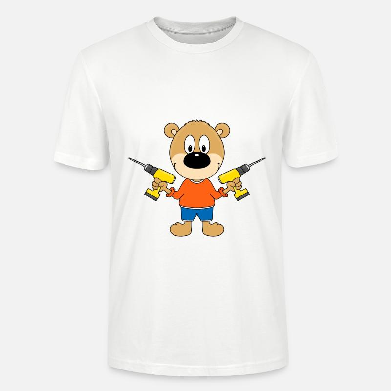 TEDDY - BÄR - HEIMWERKER - HANDWERKER - BOHRER - Stanley/Stella Unisex Bio-T-Shirt CRAFTER - Weiß