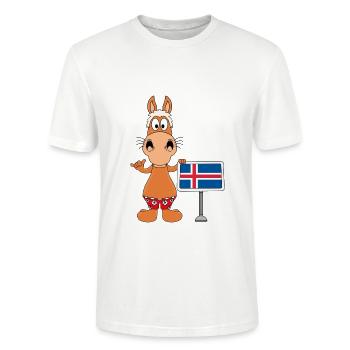 PFERD - PONY - ISLAND - ISLÄNDER - ISLAND - SHAKA - Stanley/Stella Unisex Bio-T-Shirt CRAFTER - Weiß - Vorne - Alina (178cm) & Michal (187cm)