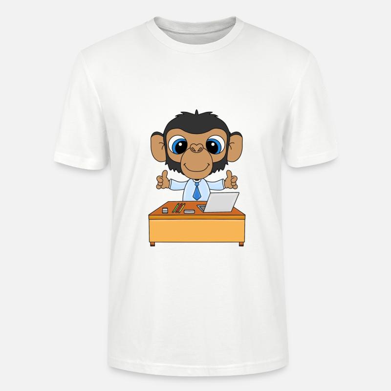 SCHIMPANSE - ARBEIT - AFFE - CHEF - MITARBEITER - Stanley/Stella Unisex Bio-T-Shirt CRAFTER - Weiß