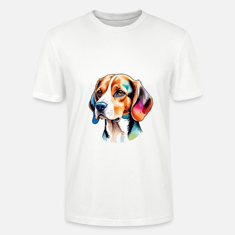 Beagle Aquarelles - T-shirt bio CRAFTER Stanley Stella Unisexe - blanc