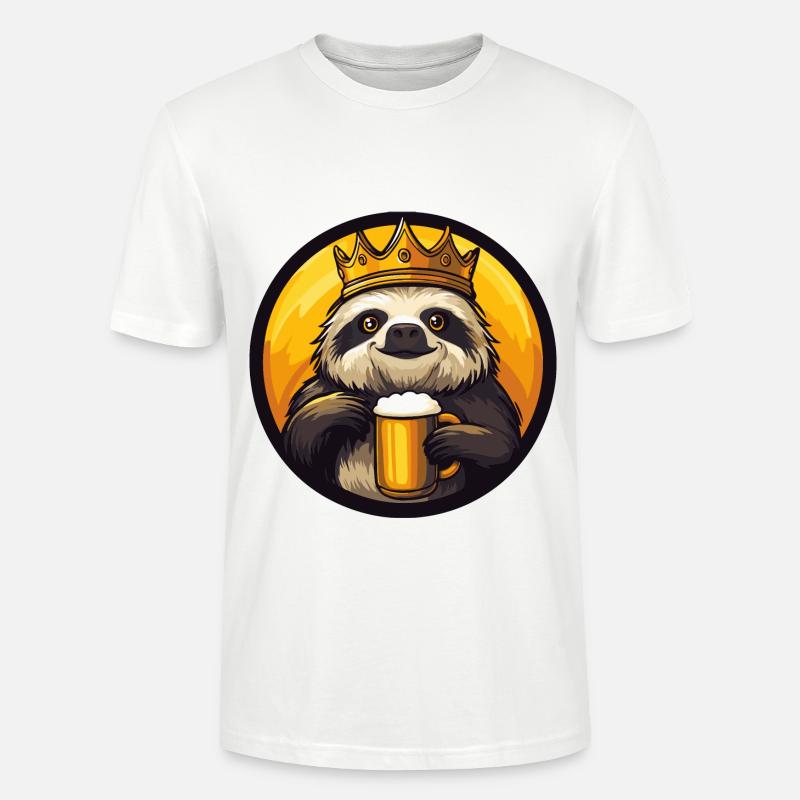 Sloth Beer Comic - Stanley/Stella CRAFTER Unisex Organic T-Shirt - white