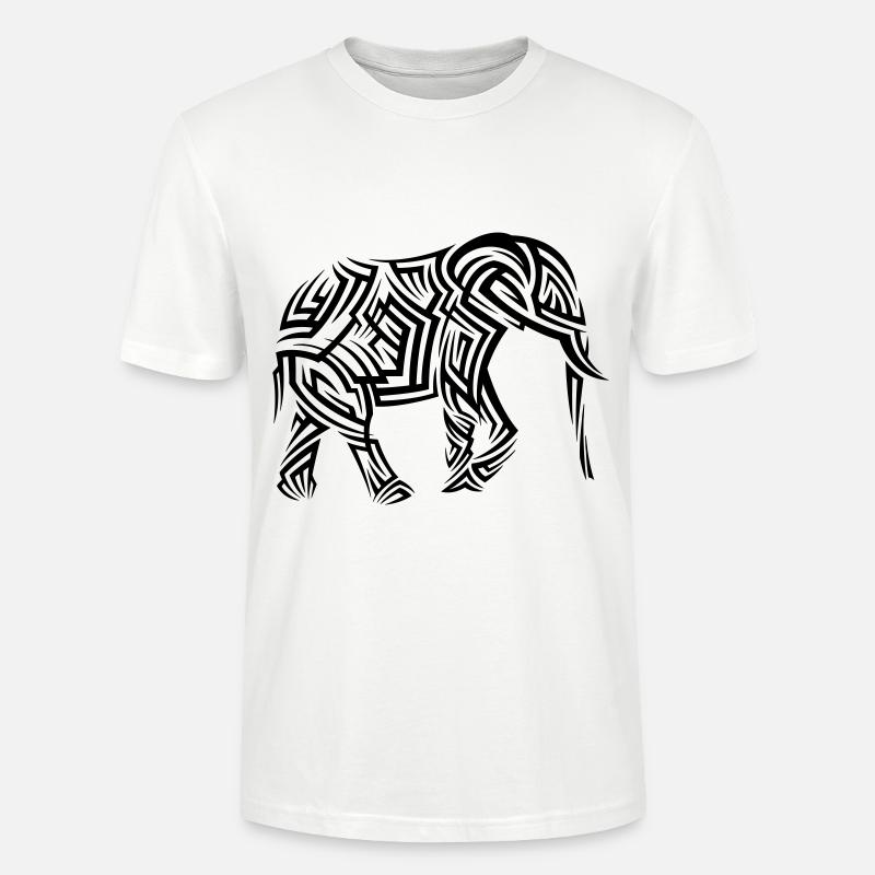 Tatouage tribal d’éléphant - T-shirt bio CRAFTER Stanley Stella Unisexe - blanc