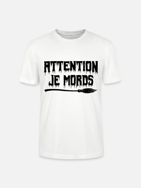 attention je mords - T-shirt bio CRAFTER Stanley Stella Unisexe - blanc