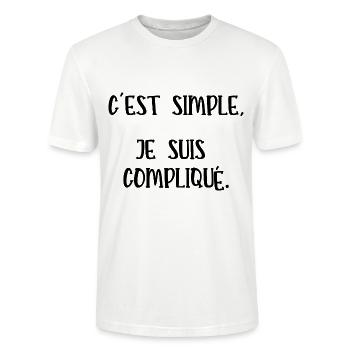 c'est simple je suis compliqué - T-shirt bio CRAFTER Stanley Stella Unisexe - blanc - Devant - Alina (178cm) & Michal (187cm)