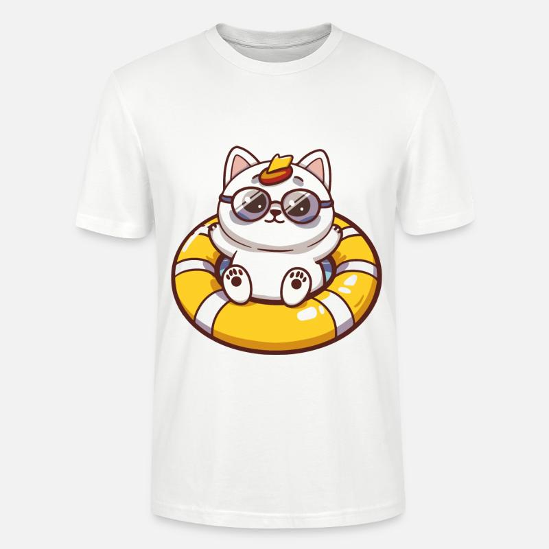 Bande dessinée d’été chat - T-shirt bio CRAFTER Stanley Stella Unisexe - blanc