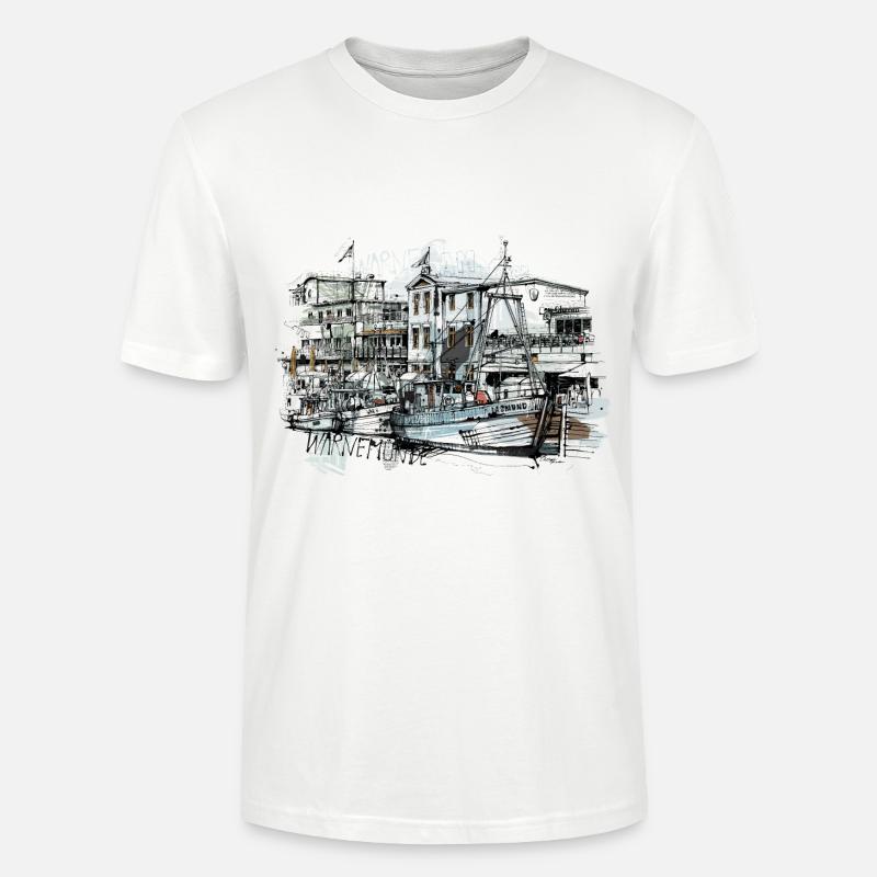 Marché aux poissons de Warnemünde - T-shirt bio CRAFTER Stanley Stella Unisexe - blanc