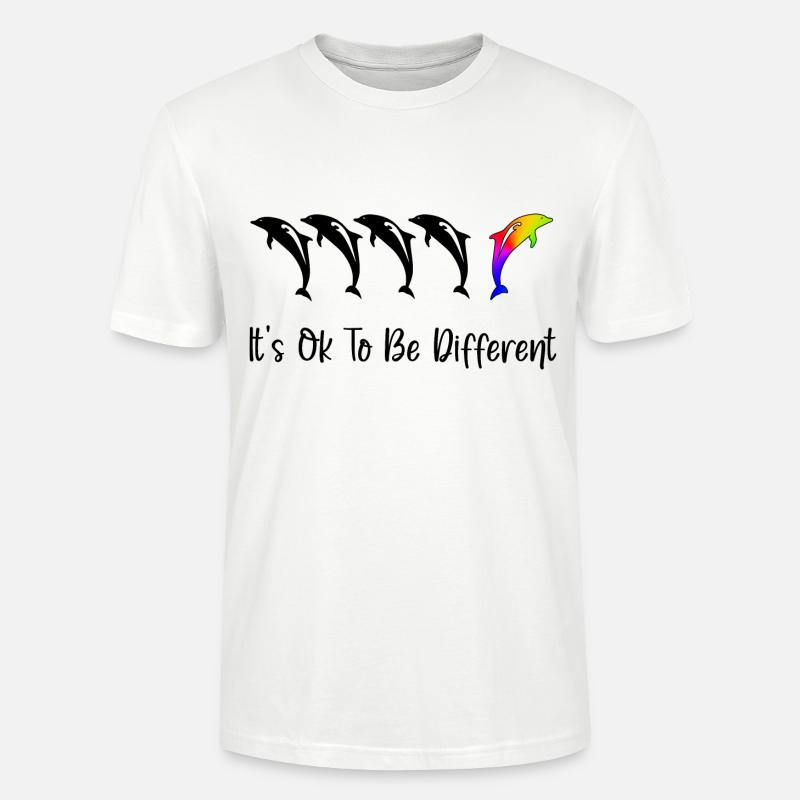 C’est bien d’être différent - Dauphins - T-shirt bio CRAFTER Stanley Stella Unisexe - blanc