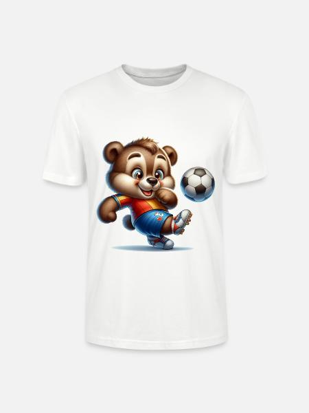 Cute Soccer Player Bear - Stanley/Stella CRAFTER Unisex Organic T-Shirt - white