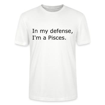 Pour ma défense, je suis un poisson - T-shirt bio CRAFTER Stanley Stella Unisexe - blanc - Devant - Alina (178cm) & Michal (187cm)