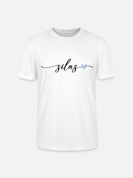 Silas Name Calligraphy Font - Stanley/Stella CRAFTER Unisex Organic T-Shirt - white