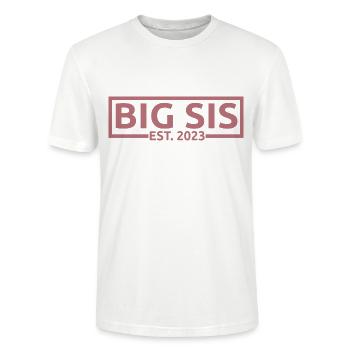Big Sis Est. 2023 Grossesse promue à Big Sister - T-shirt bio CRAFTER Stanley Stella Unisexe - blanc - Devant - Alina (178cm) & Michal (187cm)