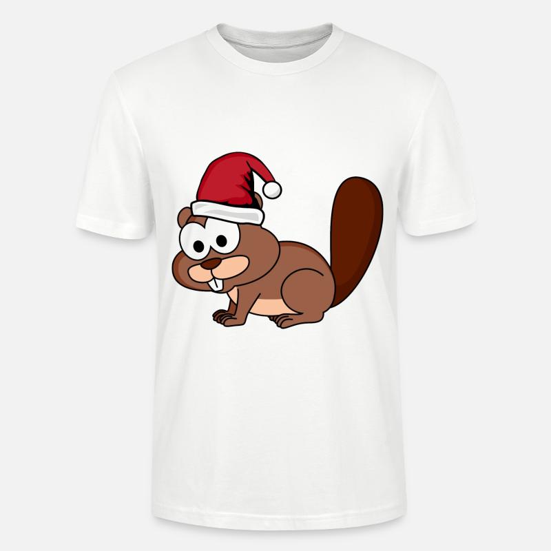 Biber Comic Weihnachten - Stanley/Stella Unisex Bio-T-Shirt CRAFTER - Weiß