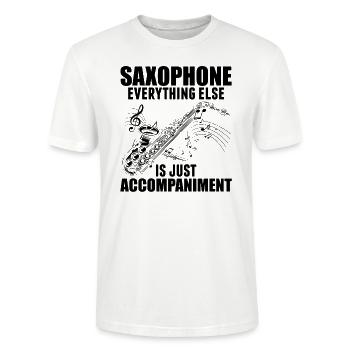 Instrument de musique saxophone Cadeau jazz saxophoniste - T-shirt bio CRAFTER Stanley Stella Unisexe - blanc - Devant - Alina (178cm) & Michal (187cm)