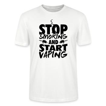 Vape | Dampfer Dampfen Vapen E-Zigarette Geschenk - Stanley/Stella Unisex Bio-T-Shirt CRAFTER - Weiß - Vorne - Alina (178cm) & Michal (187cm)