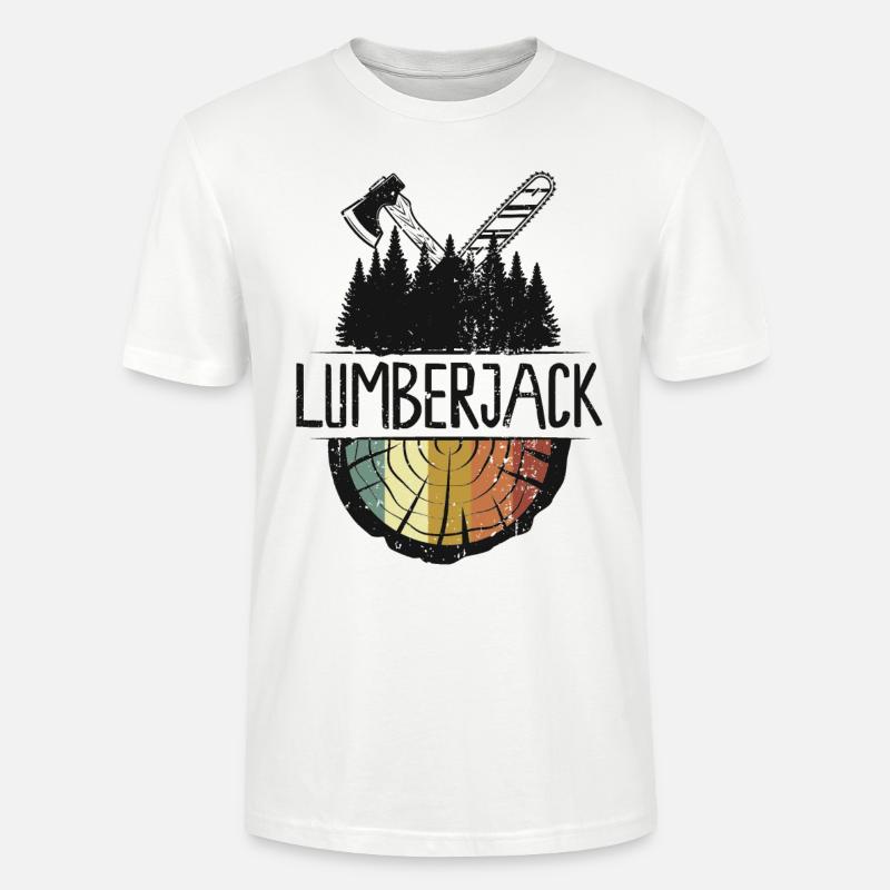 Bûcheron Bûcheron Bois Tronçonneuse Forêt Hachette - T-shirt bio CRAFTER Stanley Stella Unisexe - blanc