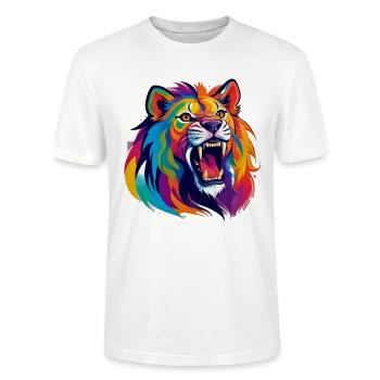 Lion , fauve, animal sauvage, félin - T-shirt bio CRAFTER Stanley Stella Unisexe - blanc - Devant - Alina (178cm) & Michal (187cm)