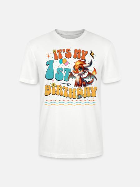 Dragon 1st Birthday Dragon - Stanley/Stella CRAFTER Unisex Organic T-Shirt - white