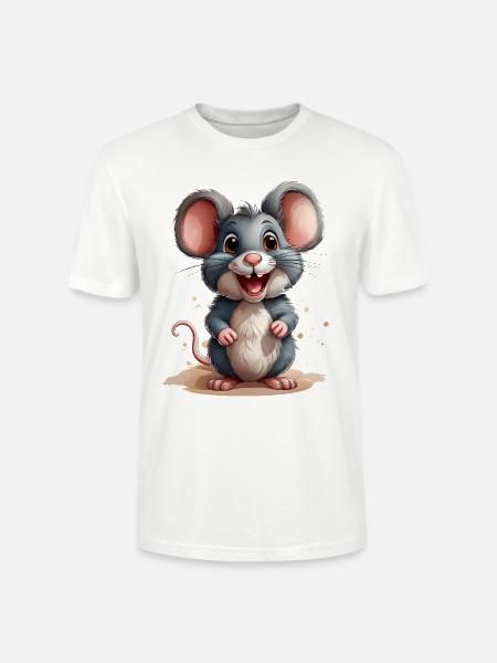 Cute Crazy Mouse - Stanley/Stella CRAFTER Unisex Organic T-Shirt - white