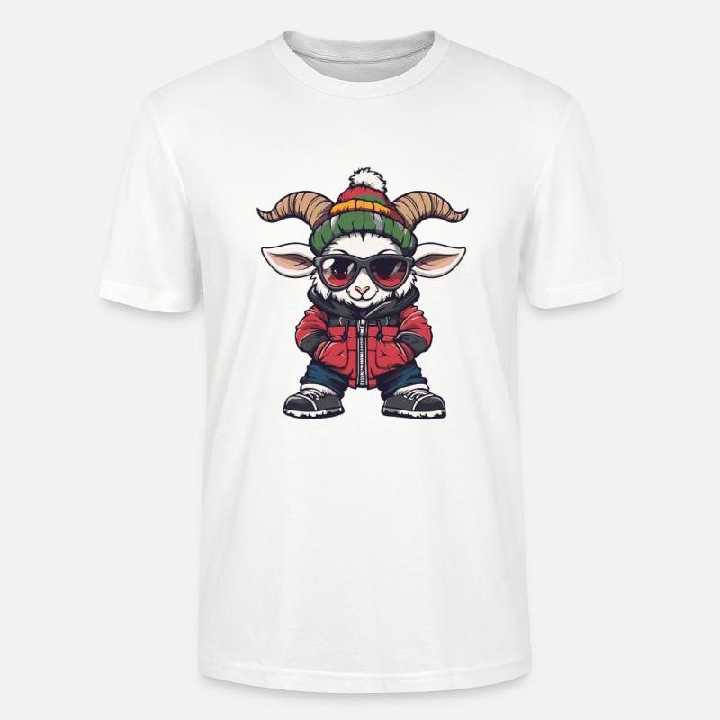 Bergziege Ziege Cool Comic - Stanley/Stella Unisex Bio-T-Shirt CRAFTER - Weiß