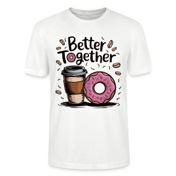 Coffee and donut – better together - Stanley/Stella CRAFTER Unisex Organic T-Shirt - white - Front - Alina (178cm) & Michal (187cm)
