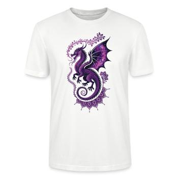 Dragon violet magique avec des ailes d’étoile - T-shirt bio CRAFTER Stanley Stella Unisexe - blanc - Devant - Alina (178cm) & Michal (187cm)