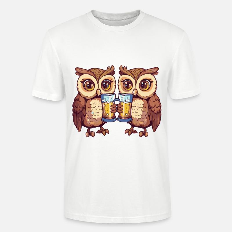 Eule Comic Bier Lustig Saufen - Stanley/Stella Unisex Bio-T-Shirt CRAFTER - Weiß