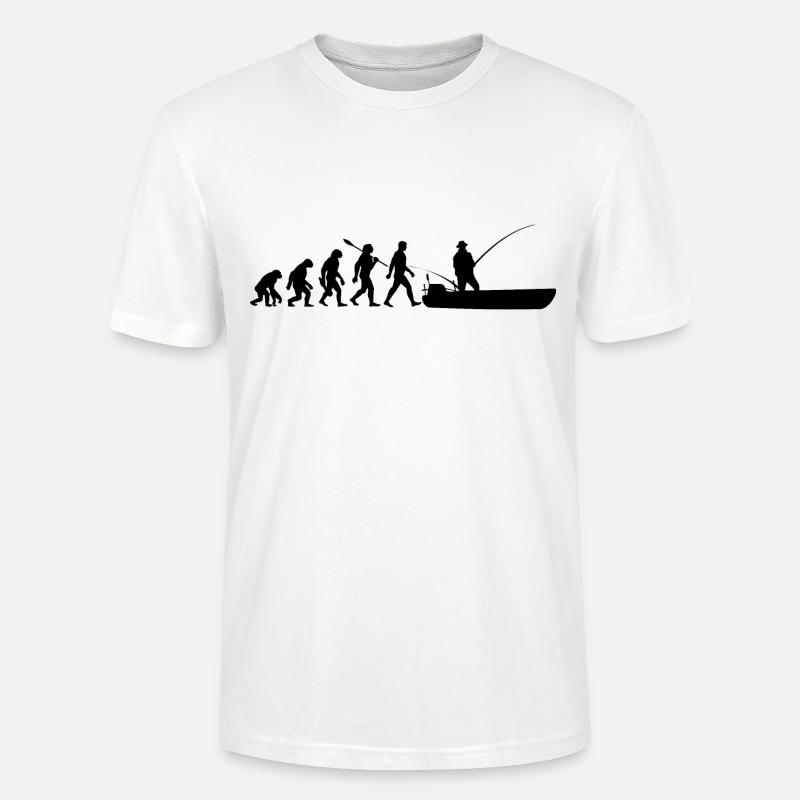 Evolution - Pêcheurs - Poissons - Pêche - T-shirt bio CRAFTER Stanley Stella Unisexe - blanc