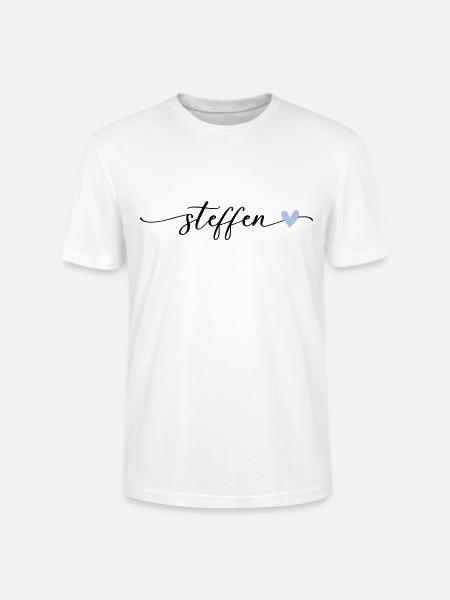 Steffen Name Calligraphy Font - Stanley/Stella CRAFTER Unisex Organic T-Shirt - white