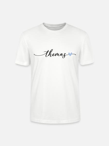 Thomas Name Calligraphy Font - Stanley/Stella CRAFTER Unisex Organic T-Shirt - white