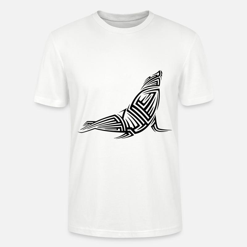 Tatouage tribal de phoque - T-shirt bio CRAFTER Stanley Stella Unisexe - blanc