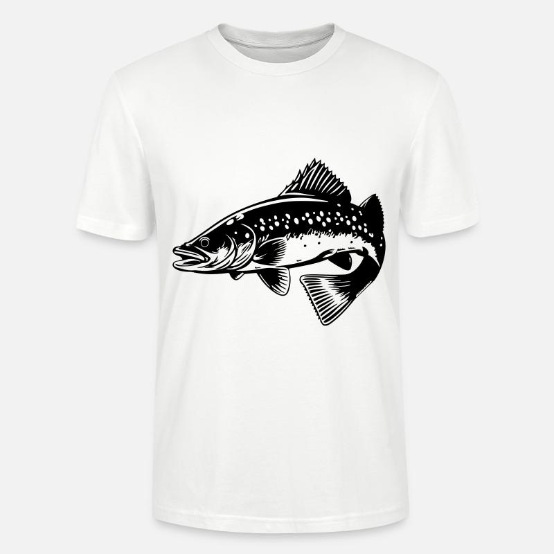 Silhouette de poisson brochet - T-shirt bio CRAFTER Stanley Stella Unisexe - blanc