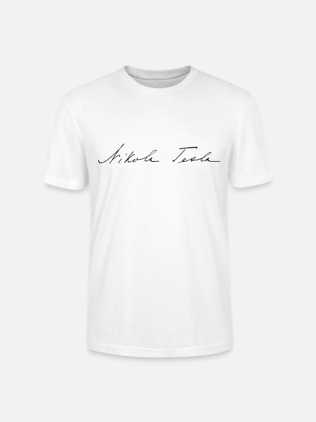 Nikola Tesla signatur 1900 - Ekologisk T-shirt CRAFTER unisex från Stanley/Stella - vit
