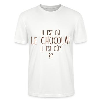 Cadeau Femmes Adore Chocolat Il Est Où Le Chocolat - T-shirt bio CRAFTER Stanley Stella Unisexe - blanc - Devant - Alina (178cm) & Michal (187cm)