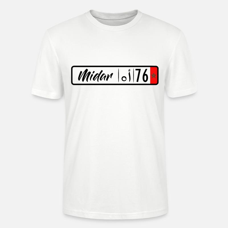 plaque d'immatriculation Midar 76 - T-shirt bio CRAFTER Stanley Stella Unisexe - blanc