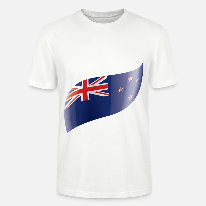 Le drapeau néo-zélandais agité - T-shirt bio CRAFTER Stanley Stella Unisexe - blanc