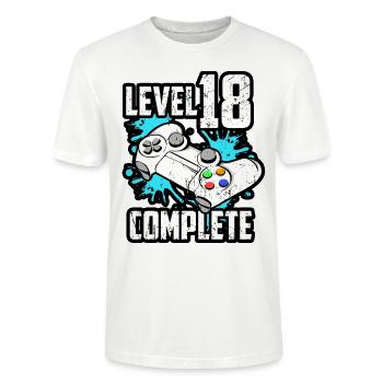 Niveau 18 Complete Dix-huit ans 18 ans - T-shirt bio CRAFTER Stanley Stella Unisexe - blanc - Devant - Alina (178cm) & Michal (187cm)