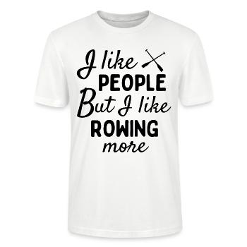 J’aime les gens MAIS j’aime plus ramer. - T-shirt bio CRAFTER Stanley Stella Unisexe - blanc - Devant - Alina (178cm) & Michal (187cm)