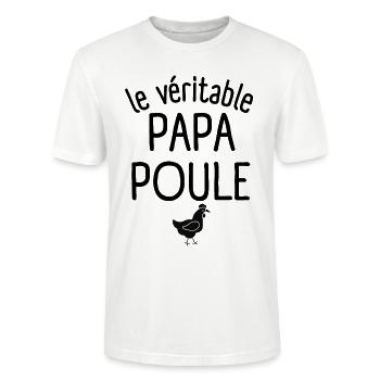 Le véritable papa poule 1 - T-shirt bio CRAFTER Stanley Stella Unisexe - blanc - Devant - Alina (178cm) & Michal (187cm)