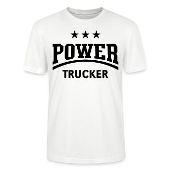 Power Trucker (LKW-Fahrer / Fernfahrer / Black) - Stanley/Stella Unisex Bio-T-Shirt CRAFTER - Weiß - Vorne - Alina (178cm) & Michal (187cm)