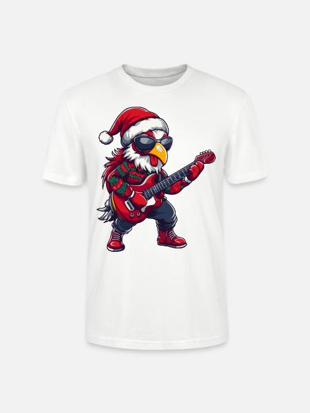 Guitare de Noël Coq - T-shirt bio CRAFTER Stanley Stella Unisexe - blanc