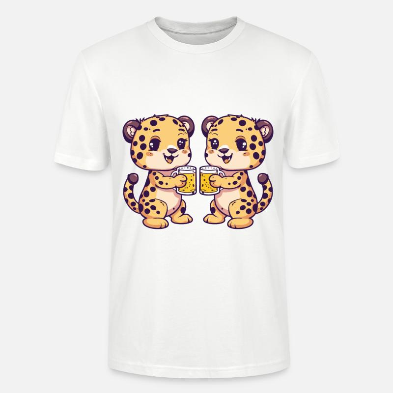 Leopard Comic Bière Drôle Booze - T-shirt bio CRAFTER Stanley Stella Unisexe - blanc