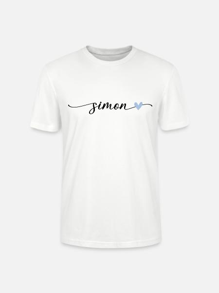 Simon Navn Kalligrafi Skrifttype - Stanley Stella CRAFTER unisex økologisk-T-shirt - hvid