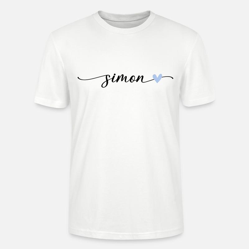 Simon Name Calligraphie Police - T-shirt bio CRAFTER Stanley Stella Unisexe - blanc