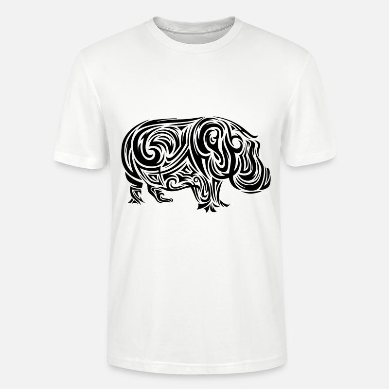 Tatouage tribal d’hippopotame - T-shirt bio CRAFTER Stanley Stella Unisexe - blanc