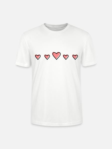 Hearts in a row - Stanley/Stella CRAFTER Unisex Organic T-Shirt - white