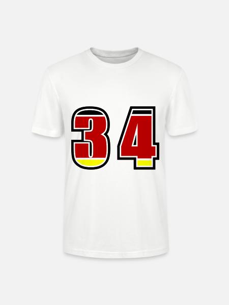 34 Number Germany Jersey - Stanley/Stella CRAFTER Unisex Organic T-Shirt - white