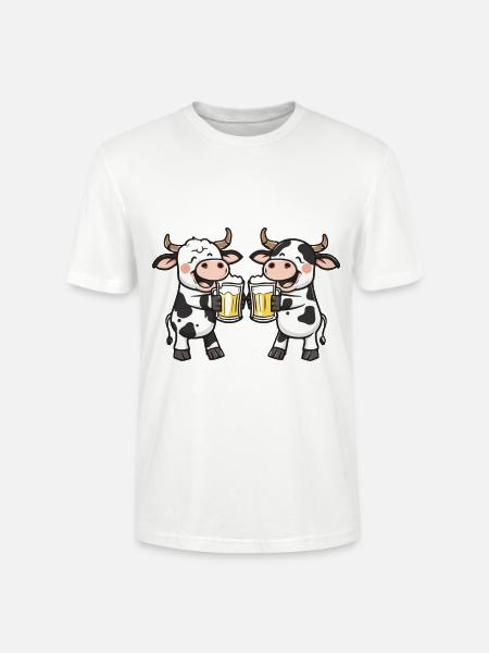 Cow Comic Beer Funny Booze - Stanley/Stella CRAFTER Unisex Organic T-Shirt - white