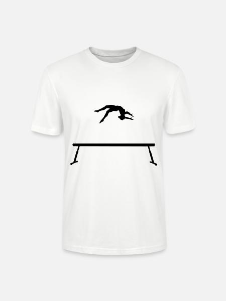 Gymnastics jump on balance beam - Stanley/Stella CRAFTER Unisex Organic T-Shirt - white