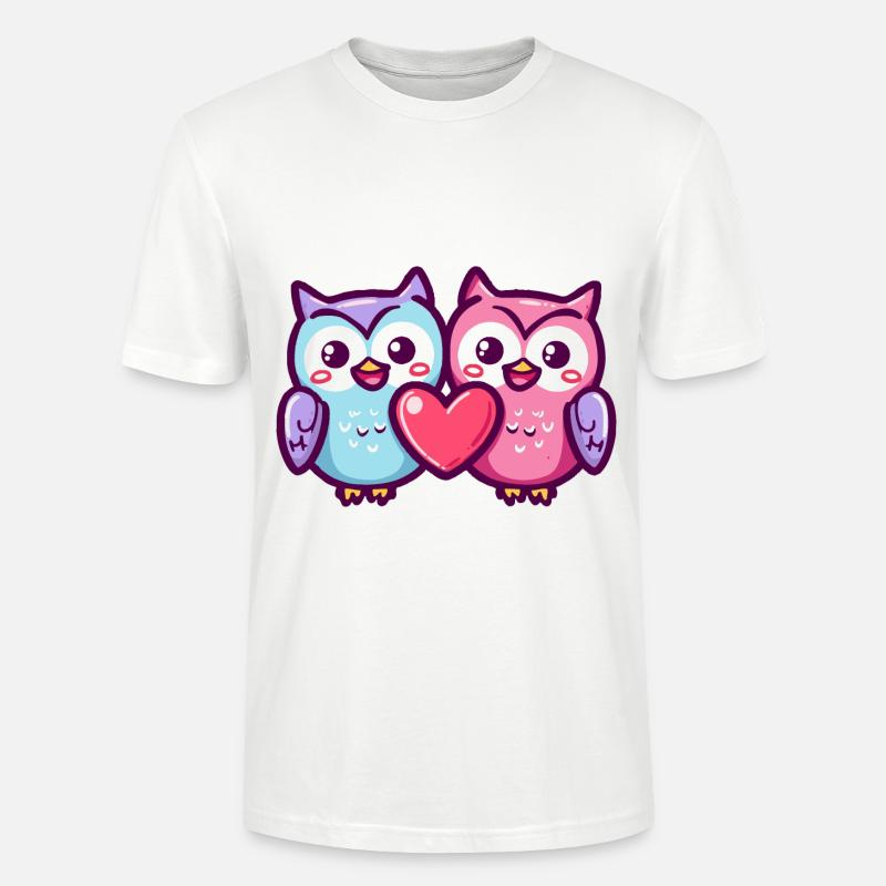 Eule Comic Paar Liebe - Stanley/Stella Unisex Bio-T-Shirt CRAFTER - Weiß