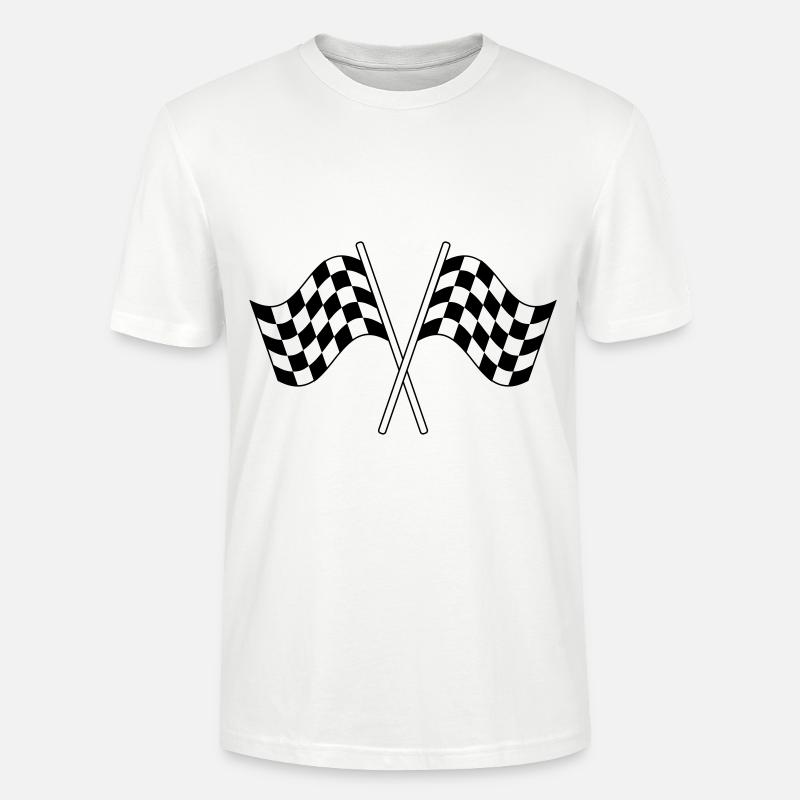 Drapeaux croisés Symbole Course - T-shirt bio CRAFTER Stanley Stella Unisexe - blanc